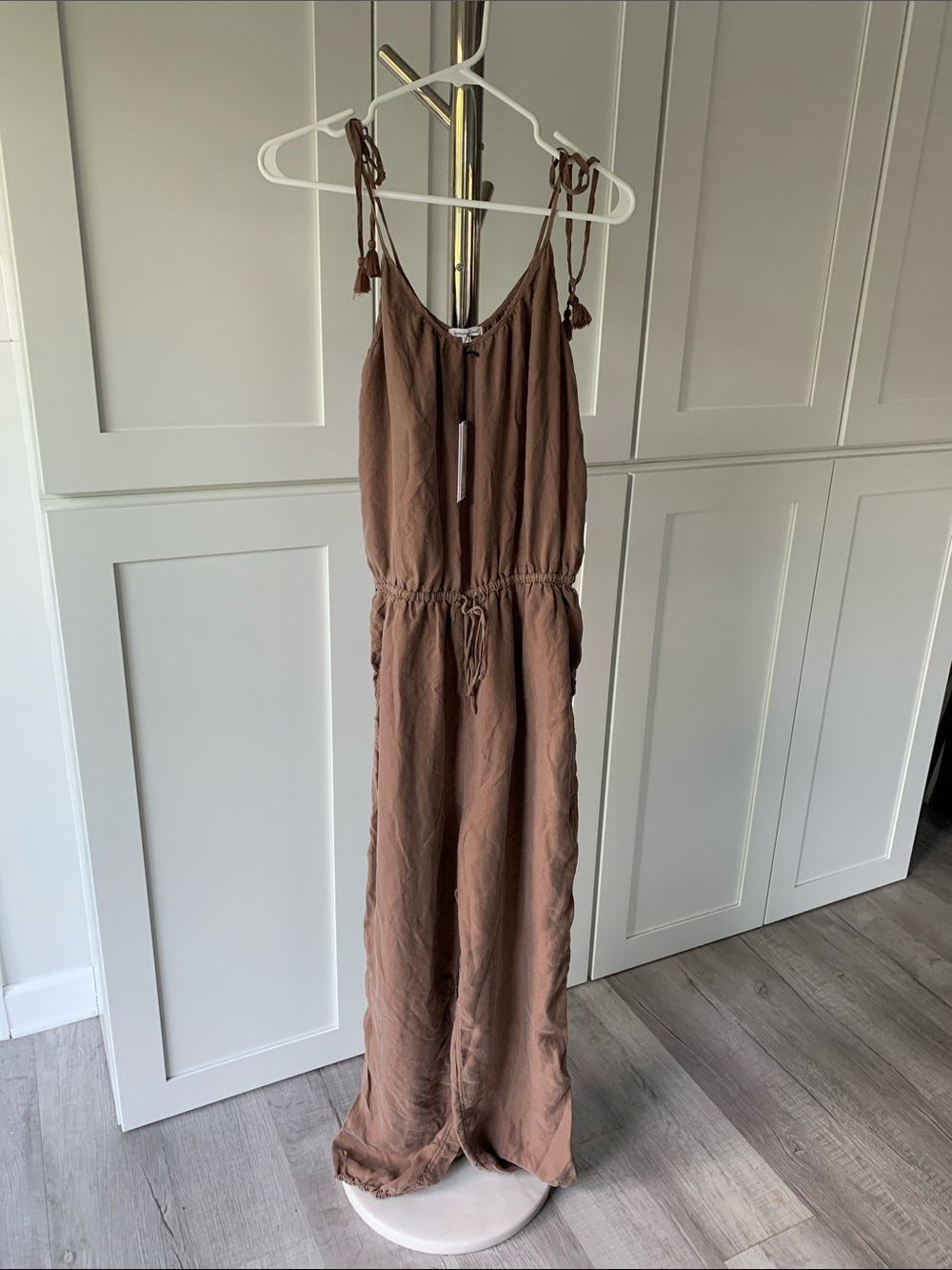 Women's Brown Tie-Shoulder Jumpsuit